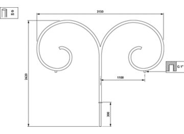   - 1000 mm - 60 mm - 0° - RAL color - 