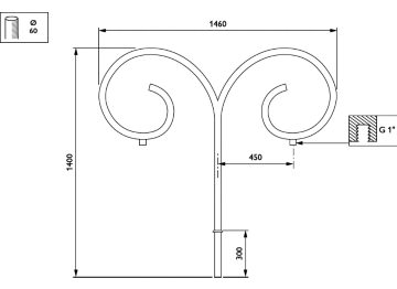   - 450 mm - 60 mm - 0° - RAL color - 