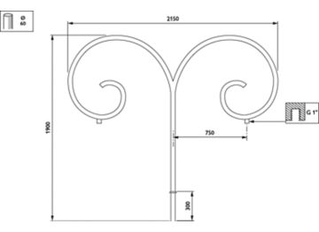   - 750 mm - 60 mm - 0° - RAL color - 