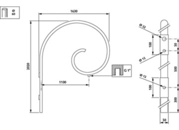   - 1000 mm - 60 mm - 0° - RAL color - 