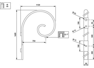   - 750 mm - 60 mm - 0° - RAL color - 