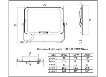 Dimension Drawing (without table) - BVP150 G2 LED150 CW PSU 150W SWB TR