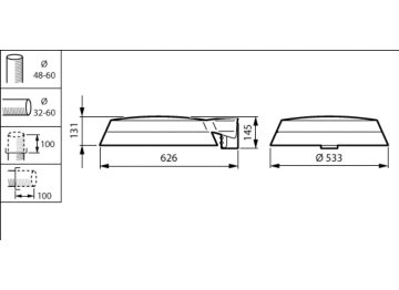 Dimension Drawing (without table) - BDP266 LED109-4S/740 II DM10 CLO SRT SRB