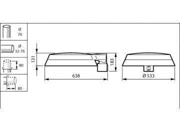 Dimension Drawing (without table) - BDP266 LED50-4S/740 DS50 DDF2 76A