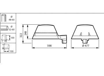 Dimension Drawing (without table) - BDP267 LED24-4S/740 II DM33 CLO SRT SRB