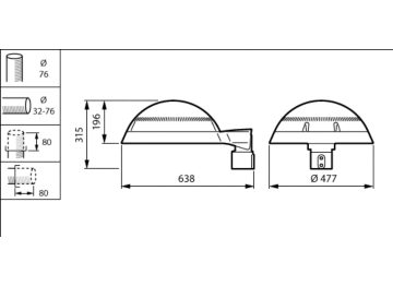 Dimension Drawing (without table) - BDP268 LED74-4S/830 DW10 CLO SRT SRB 76A