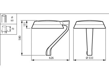 Dimension Drawing (without table) - BDP271 LED69-4S/830 II DM10 CLO SRT SRB