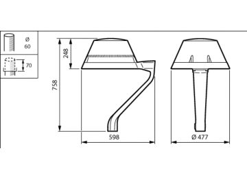 Dimension Drawing (without table) - BDP272 LED24-4S/740 II DM33 CLO SRT SRB