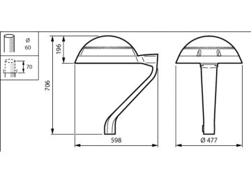 Dimension Drawing (without table) - BDP273 LED74-4S/830 DW10 CLO SRT SRB 62P