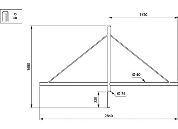  CARAVELLE BRACKETS - Pole-mounting bracket 2 arms 180° - 1400 mm - 60 mm - 0° - RAL color - Mounting device diameter 60 mm