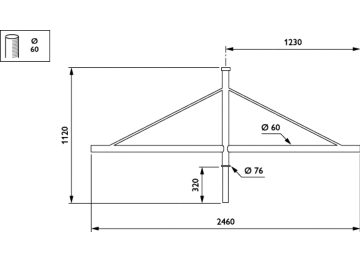  CARAVELLE LOW BRACKETS - Pole-mounting bracket 2 arms 180° - 1200 mm - 60 mm - 0° - RAL color - Mounting device diameter 60 mm