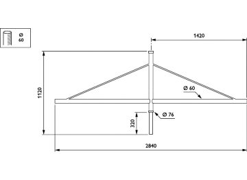  CARAVELLE LOW BRACKETS - Pole-mounting bracket 1 arm - 1400 mm - 60 mm - 0° - RAL color - Mounting device diameter 60 mm