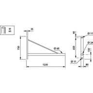  CARAVELLE LOW BRACKETS - Pole-mounting bracket - 1200 mm - 60 mm - 0° - RAL color - Mounting device diameter 60 mm