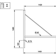  CARAVELLE BRACKETS - Pole-mounting bracket 1 arm - 1400 mm - 60 mm - 0° - RAL color - Mounting device diameter 60 mm