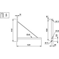  CARAVELLE BRACKETS - Wall-mounting bracket - 1200 mm - 60 mm - 0° - RAL color - Mounting device diameter 60 mm