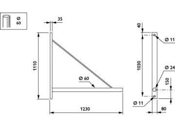  CARAVELLE BRACKETS - Wall-mounting bracket - 1200 mm - 60 mm - 0° - RAL color - Mounting device diameter 60 mm