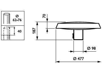  TOWNTUNE CENTRAL POST-TOP - LED module 3900 lm - LED - 830 warm white - Power supply unit - 220 to 240 V - 50 to 60 Hz - Safety class II - Asymmetrical - Polycarbonate bowl/cover UV-resistant - Dark gray - Philips standard surge protection level - - - Diameter 60 mm, posttop decorative