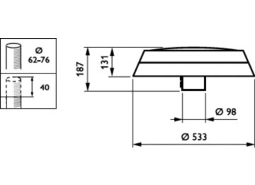 Dimension Drawing (without table) - BDP261 LED69-4S/830 II DM10 CLO SRTB 62P