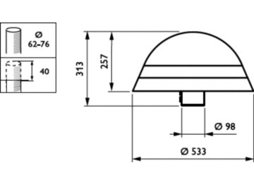 Dimension Drawing (without table) - BDP262 LED59-4S/830 II DW50 DR CLO LS-6