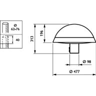 Dimension Drawing (without table) - BDP262 LED24-4S/740 II DM33 CLO SRTB 62P