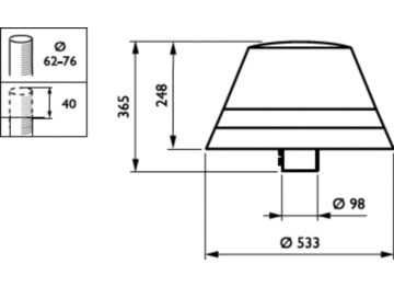Dimension Drawing (without table) - BDP263 LED30-4S/740 DW50 CLO-DDF1 62P DR
