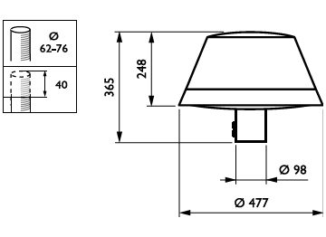 Dimension Drawing (without table) - BDP263 LED74-4S/830 DW10 CLO SRTB 62P