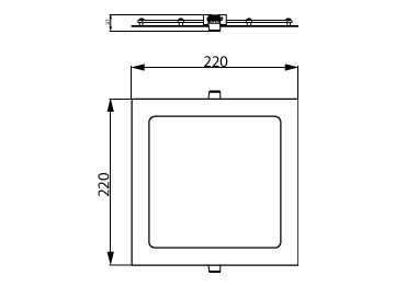 Dimension Drawing (without table) - PILA G2 DL052 R SQ LED 1300 30K 18W 8"