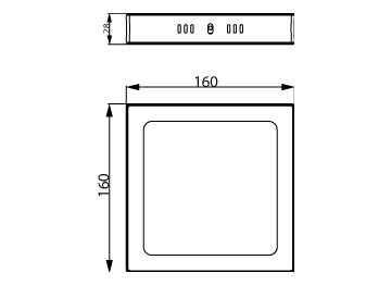 Dimension Drawing (without table) - PILA G2 DL052 SF SQ LED 900 40K 12W 6"