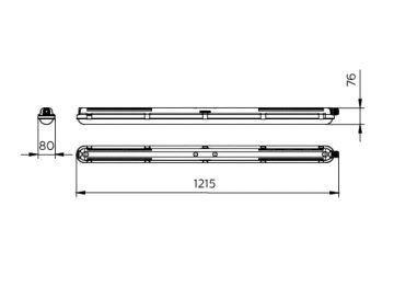 Dimension Drawing (without table) - WT198X LED40S/865 L1 S L1200