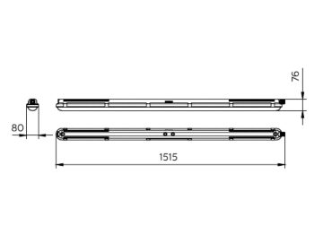 Dimension Drawing (without table) - WT198X LED60S/840 L1 S L1500