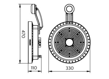 Dimension Drawing (without table) - BY698X G5 LED200/CW L1W MW WB GM L3m
