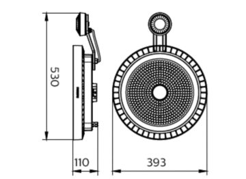 Dimension Drawing (without table) - BY698X G5 LED300/NW L1W PIR WB GM L3m