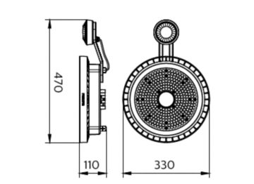 Dimension Drawing (without table) - BY698X G5 LED200/CW L1W PIR WB GM