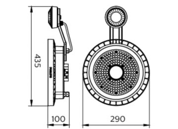 Dimension Drawing (without table) - BY698X G5 LED105/NW L1W PIR WB GM