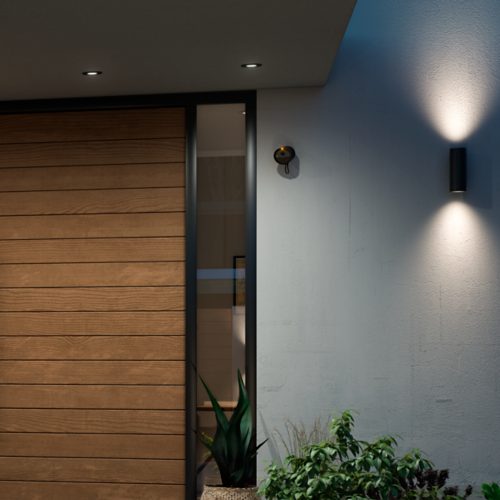 White Perifo ceiling set with three cylindrical pendant lights, matte finish, suspended from a linear track, no visible switches.