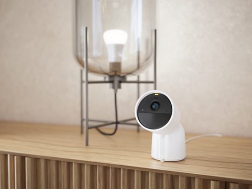 Secure wired camera with desktop stand