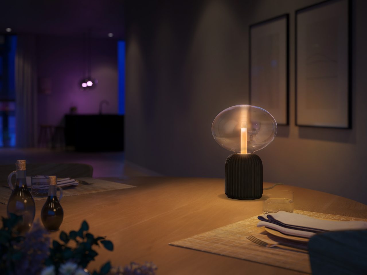 LED Bulb - Ellipse + Dome table lamp base - Black | Philips Hue