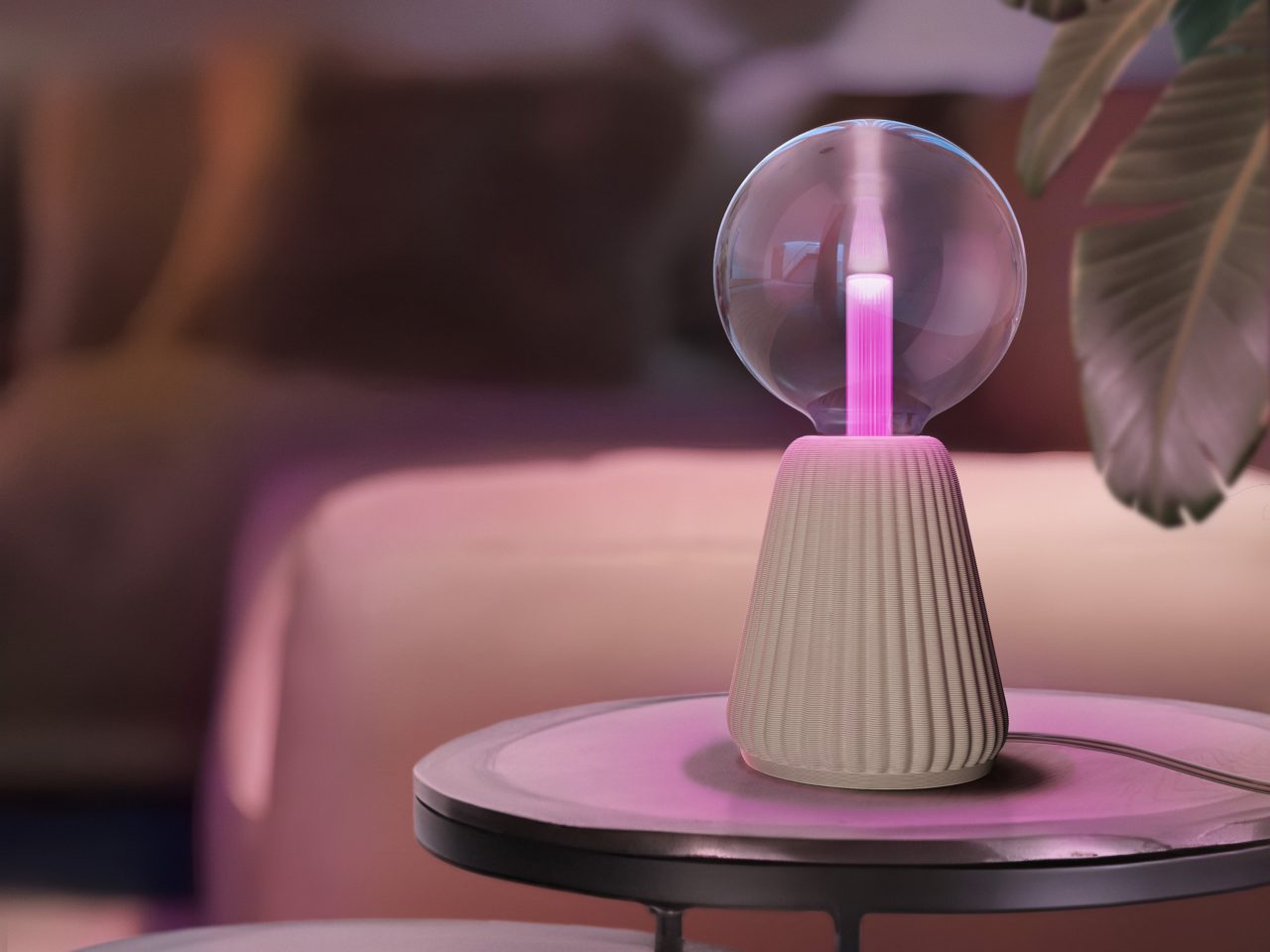LED Bulb - Large Globe + Cone table lamp base - Sand | Philips Hue
