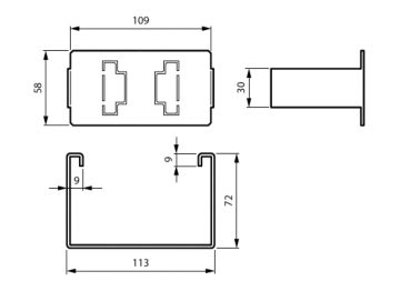Dimension Drawing (without table) - BN510Z MEKA MOUNT 70 SET OF 10 PCS