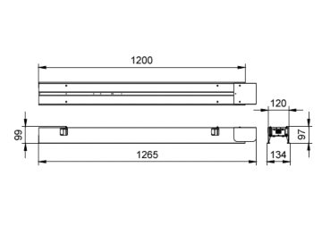 Dimension Drawing (without table) - RC570B LED40/840 L120W12 CD PSU