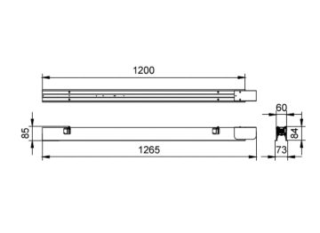 Dimension Drawing (without table) - RC570B LED40/840 L120W6 CD PSU