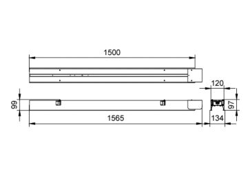 Dimension Drawing (without table) - RC570B LED31/840 L150W12 CD PSU