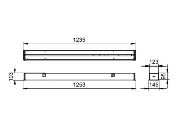 Dimension Drawing (without table) - RC570B LED50/840 L150W12 SD PSU