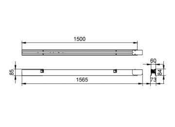 Dimension Drawing (without table) - RC570B LED50/840 L150W6 CD PSU