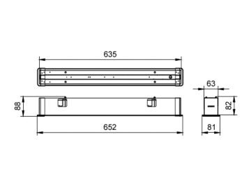 Dimension Drawing (without table) - RC570B LED20/840 L60W6 SD PSU