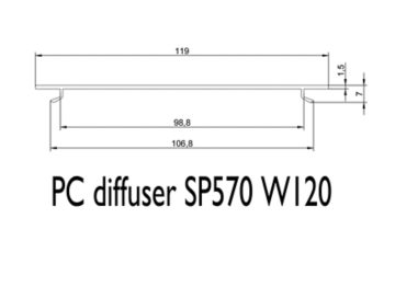 Dimension Drawing (without table) - SP570P W120 Diffuser_Continuous L40