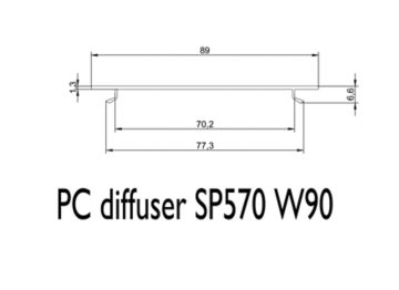 Dimension Drawing (without table) - SP570P W90 Diffuser_Continuous L40
