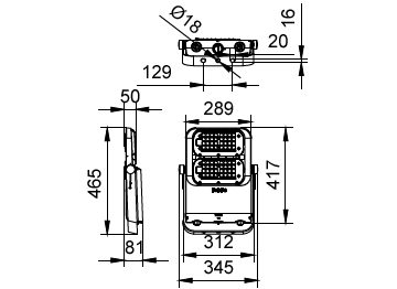 Dimension Drawing (without table) - BVP562 LED204/740 120W PSU SMB