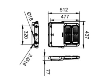 Dimension Drawing (without table) - BVP563 LED336/740 220W EP SWB ANZ