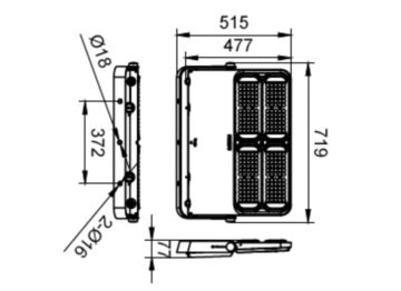 Dimension Drawing (without table) - BVP565 LED601/750 370W FP S6
